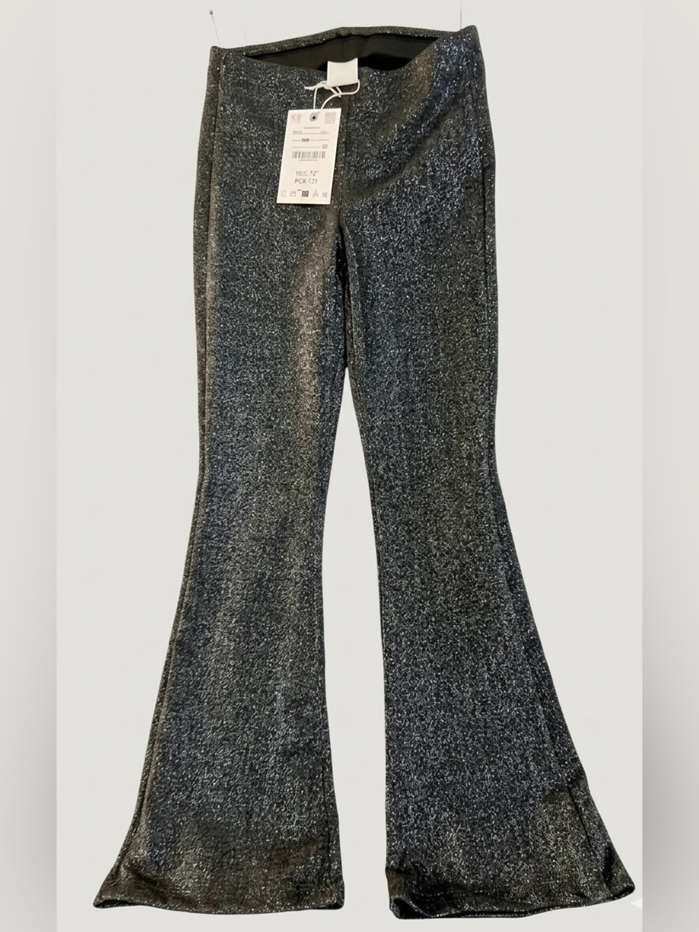 NWT Zara Girls metallic Sparkle Black Flare Pants - back to school